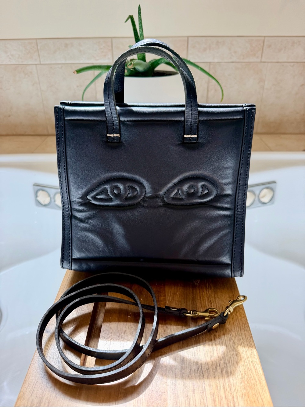 Clare V Petit Simple Tote - Black w/ Eyes